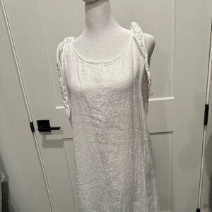 Casual white Italian white linen midi dress/beach cover-up Size S